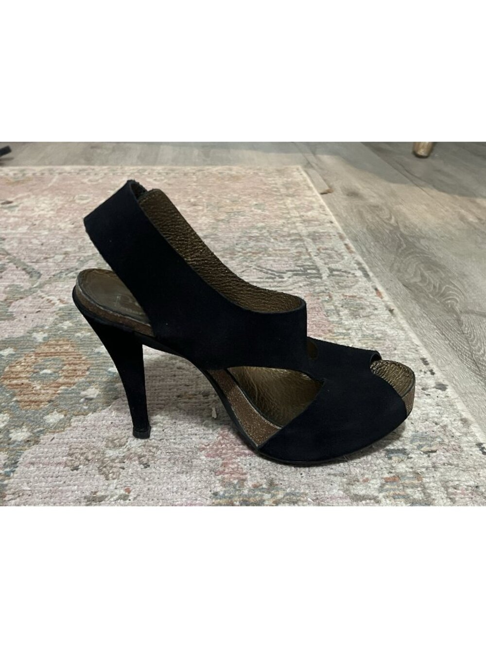 Pedro Garcia Womens Platform Slingback Heels Black Suede Size EU 38 US 8